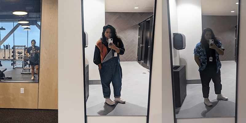 Three mirror selfies